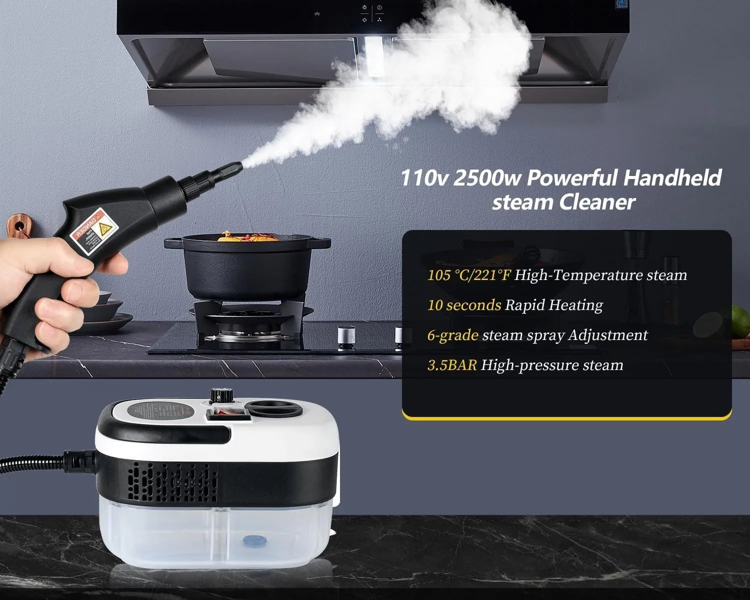 🔥2500W Handheld High-Temperature Pressurized Steam Cleaner